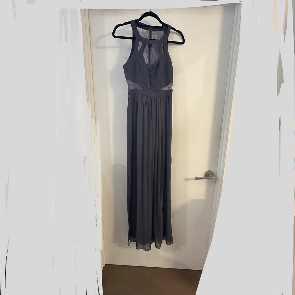 BCBGeneration Gray Pleated Halter Maxi Dress gown